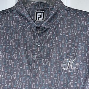 Footjoy FJ The K Club Irish 1832 Bartender Drinks Martini Beer Polo Golf Shirt M